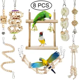 image-Parrot Chewing Toy Bird Toy Log Swing Set Of 8