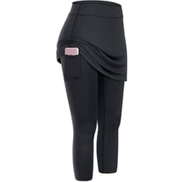 image-Women Tennis Skirted Leggings Pockets Elastic Sports Yoga Capris Skirts Legging