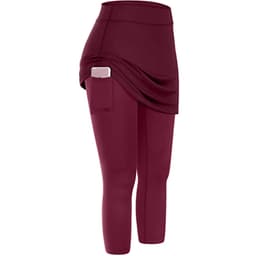 image-Women Tennis Skirted Leggings Pockets Elastic Sports Yoga Capris Skirts Legging