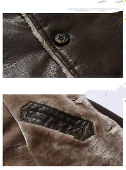 image-Plush Lapel Leather Jacket Winter Warm Fleece Single-breasted Coat For Men Long Clothing