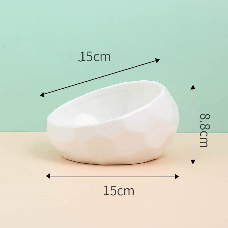 image-Pet Supplies Bowl Ceramic Cat Bowl Dog Bowl Oblique Mouth