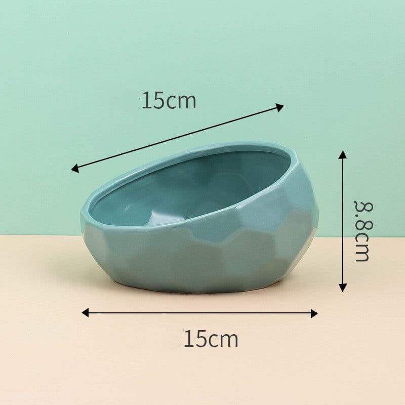 image-Pet Supplies Bowl Ceramic Cat Bowl Dog Bowl Oblique Mouth
