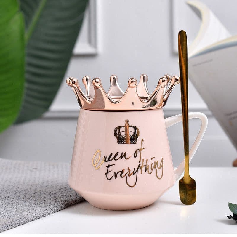 image-PinkGirl Heart Ceramic Cup Nordic Couple Water Cup Coffee Cup With Lid Spoon