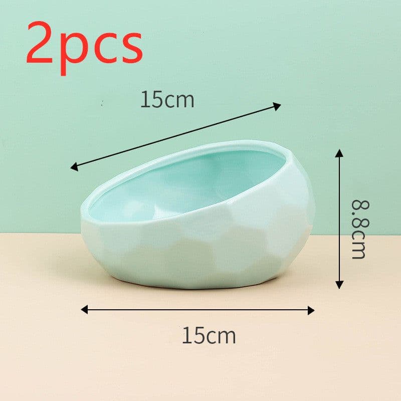 image-Pet Supplies Bowl Ceramic Cat Bowl Dog Bowl Oblique Mouth