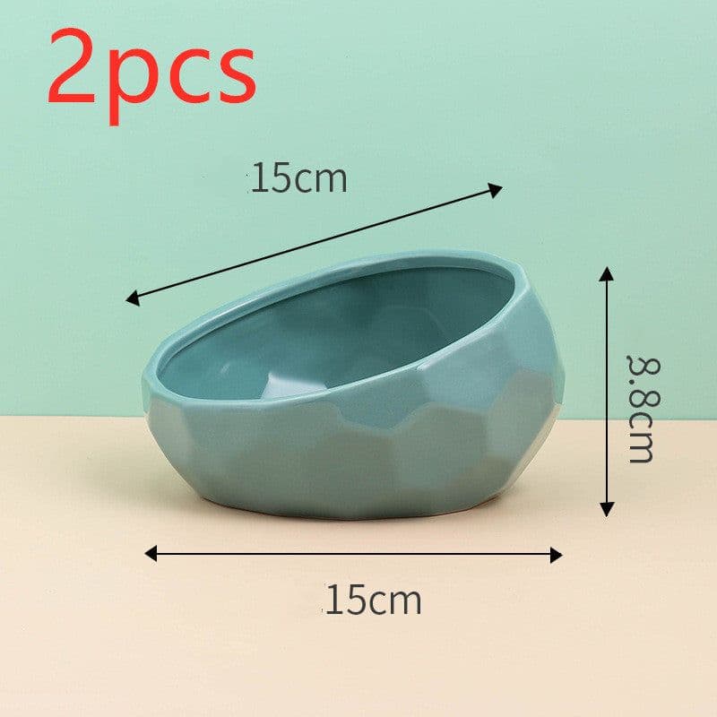 image-Pet Supplies Bowl Ceramic Cat Bowl Dog Bowl Oblique Mouth