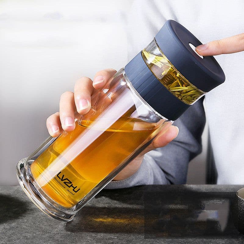 image-Double-Layer Glass Men's Household Drinking Water Filter Water Cup