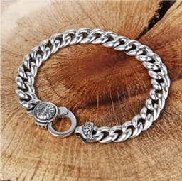 image-Sterling Silver Men's Six-Character Mantra Bracelet - Retro Thai Style