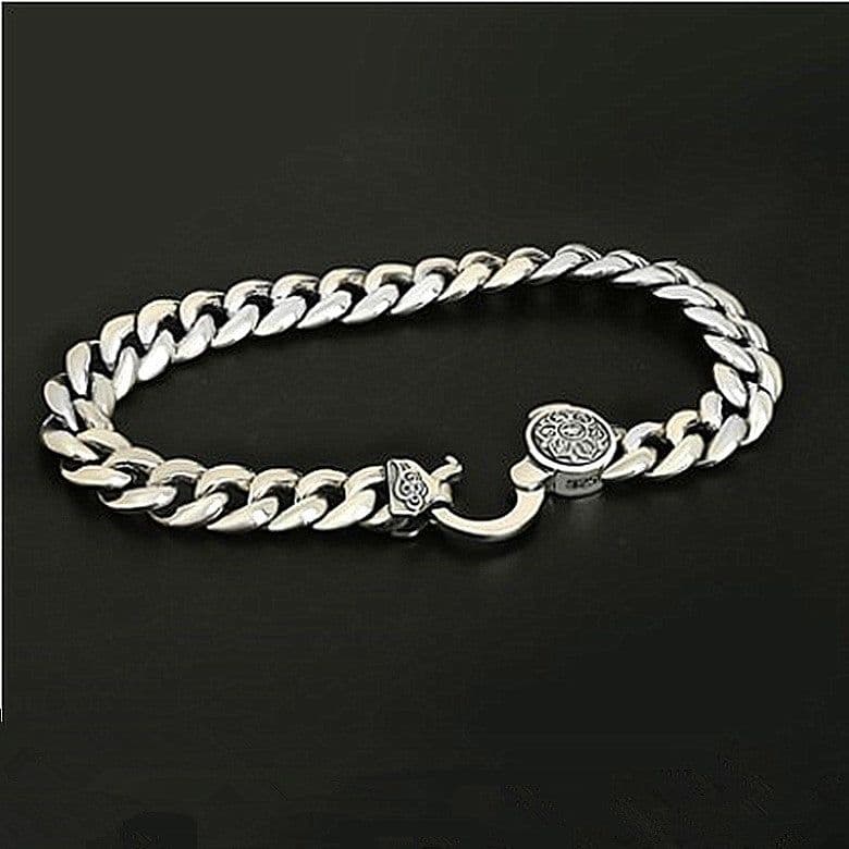 image-Sterling Silver Men's Six-Character Mantra Bracelet - Retro Thai Style