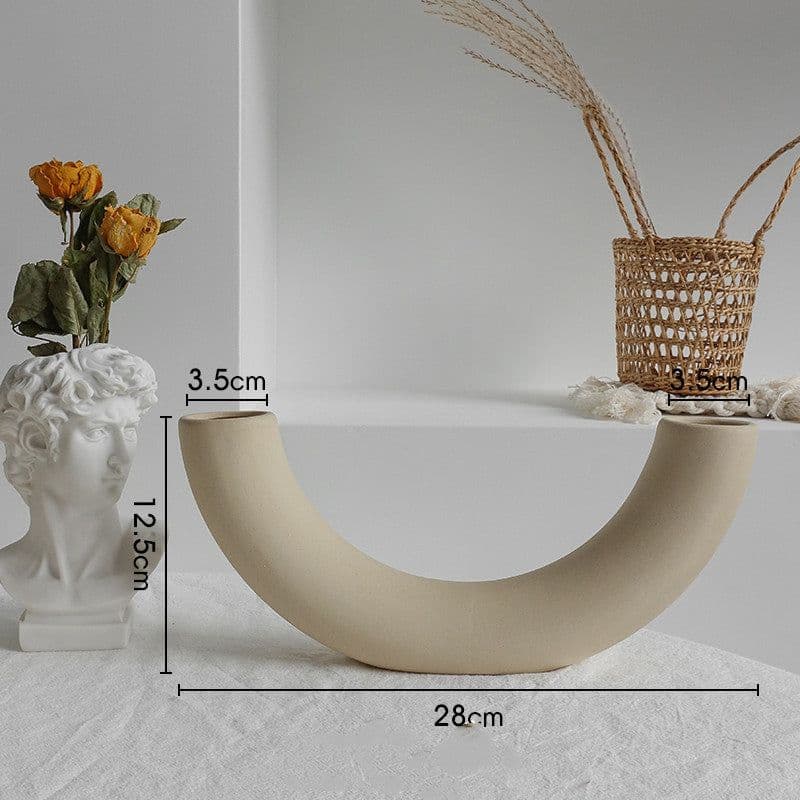 image-Simplicity Ceramic Vase Dry Flower Arrangement Home Decoration Ornament Living Room Display Art Vases