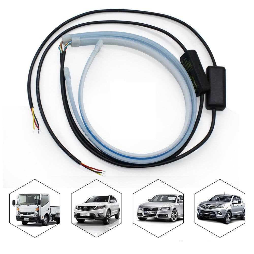 image-Led DRL Car Daytime Running Lights Flexible Waterproof Auto Turn Signal Yellow Brake Side Headlights Light Car Accessories