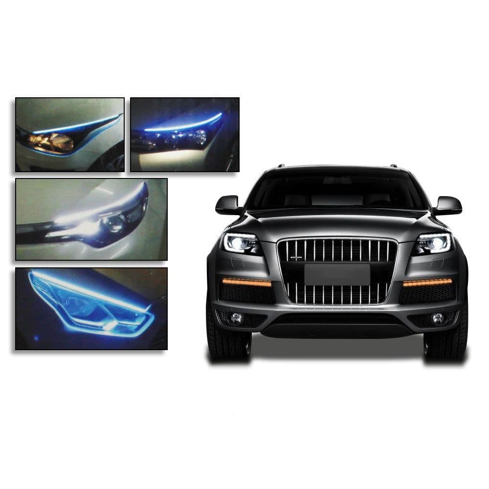 image-Led DRL Car Daytime Running Lights Flexible Waterproof Auto Turn Signal Yellow Brake Side Headlights Light Car Accessories