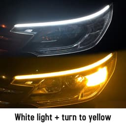 image-Led DRL Car Daytime Running Lights Flexible Waterproof Auto Turn Signal Yellow Brake Side Headlights Light Car Accessories