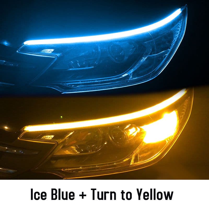 image-Led DRL Car Daytime Running Lights Flexible Waterproof Auto Turn Signal Yellow Brake Side Headlights Light Car Accessories