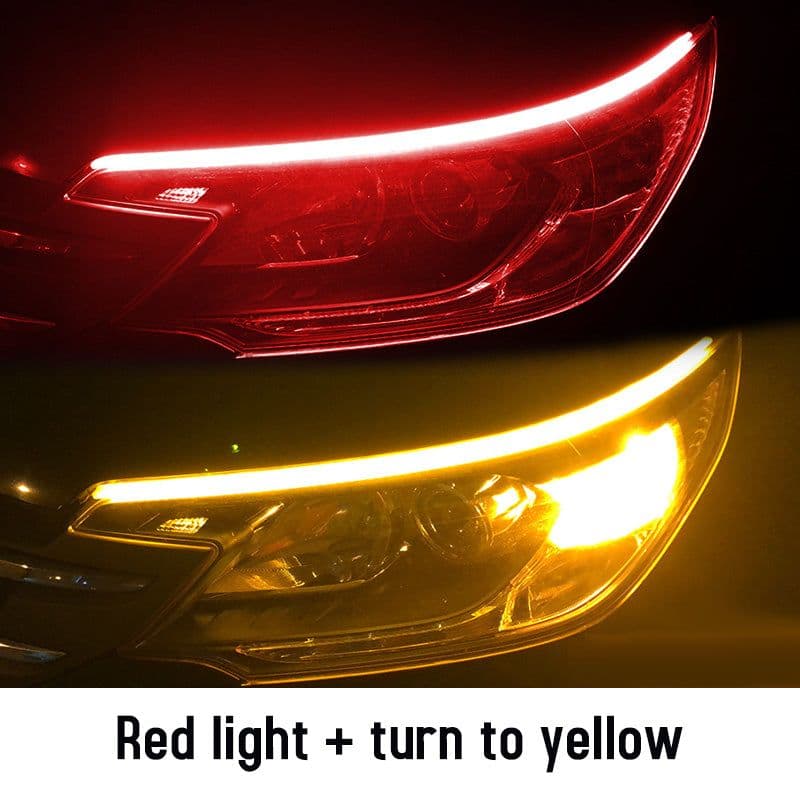 image-Led DRL Car Daytime Running Lights Flexible Waterproof Auto Turn Signal Yellow Brake Side Headlights Light Car Accessories