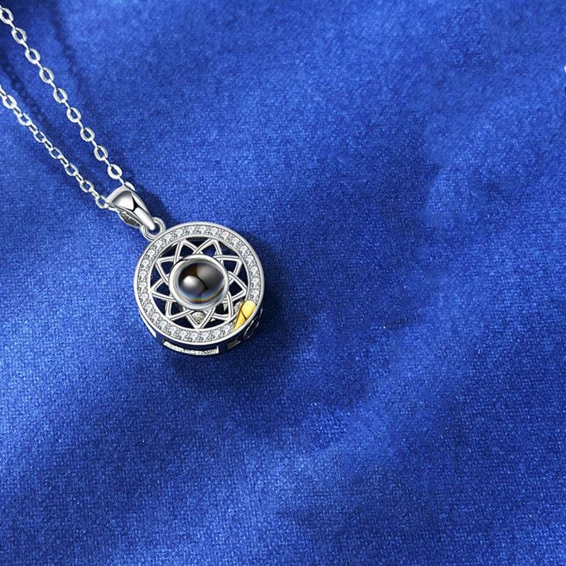 image-Sun Moon Shape Couple Personalized Necklaces Wedding Birthday Jewelry Languages I Love You Projection Pendant Necklace Gifts