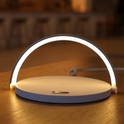 image-Creative Round Small Table Lamp - 10W Wireless Charger, White, Night Light