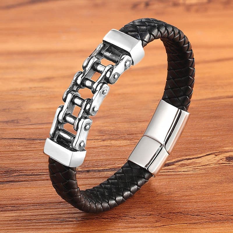 image-Leather Leather Braided Bracelet, Leather Bracelet, Custom Leather Bracelet, Men'S Cowhide Jewelry