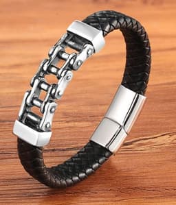 image-Leather Leather Braided Bracelet, Leather Bracelet, Custom Leather Bracelet, Men'S Cowhide Jewelry