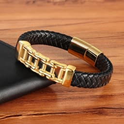 image-Leather Leather Braided Bracelet, Leather Bracelet, Custom Leather Bracelet, Men'S Cowhide Jewelry