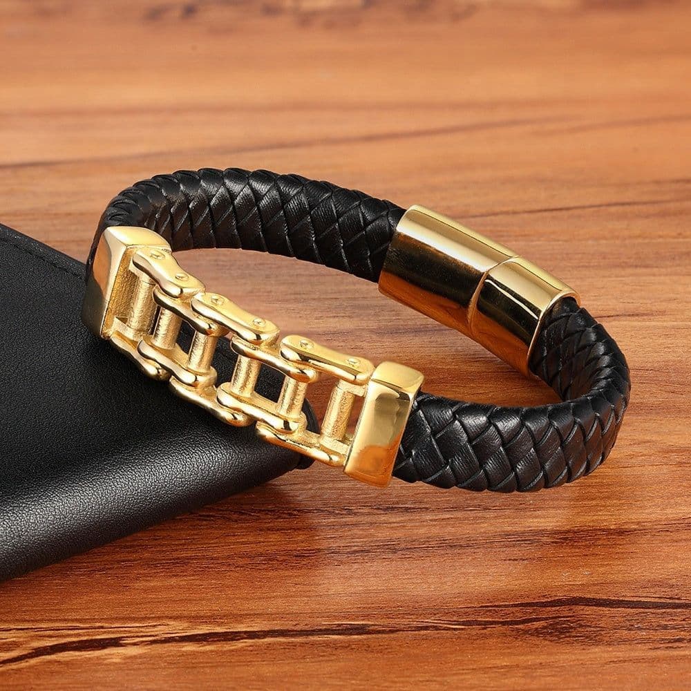image-Leather Leather Braided Bracelet, Leather Bracelet, Custom Leather Bracelet, Men'S Cowhide Jewelry