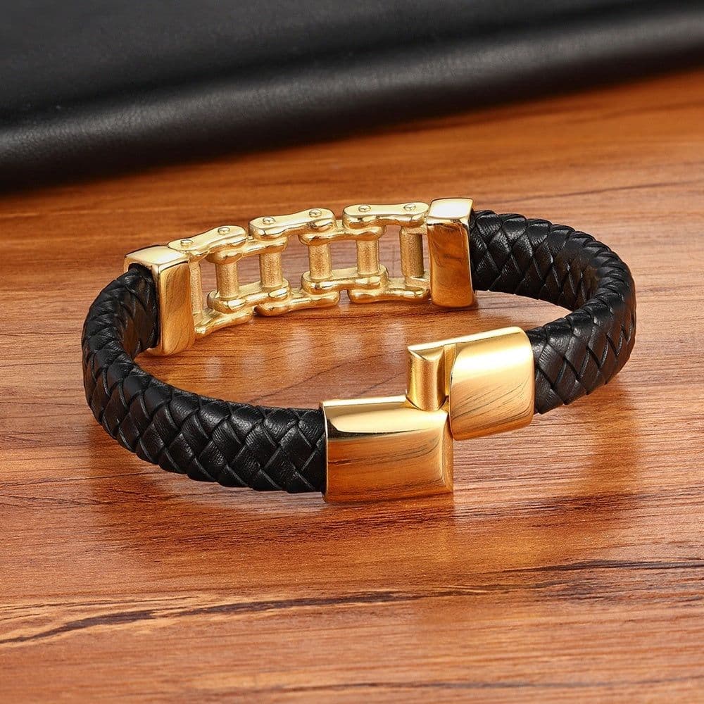 image-Leather Leather Braided Bracelet, Leather Bracelet, Custom Leather Bracelet, Men'S Cowhide Jewelry