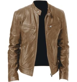 image-Gentleman's Warm Zipper Cardigan Pocket Decorated Pu Leather Coat