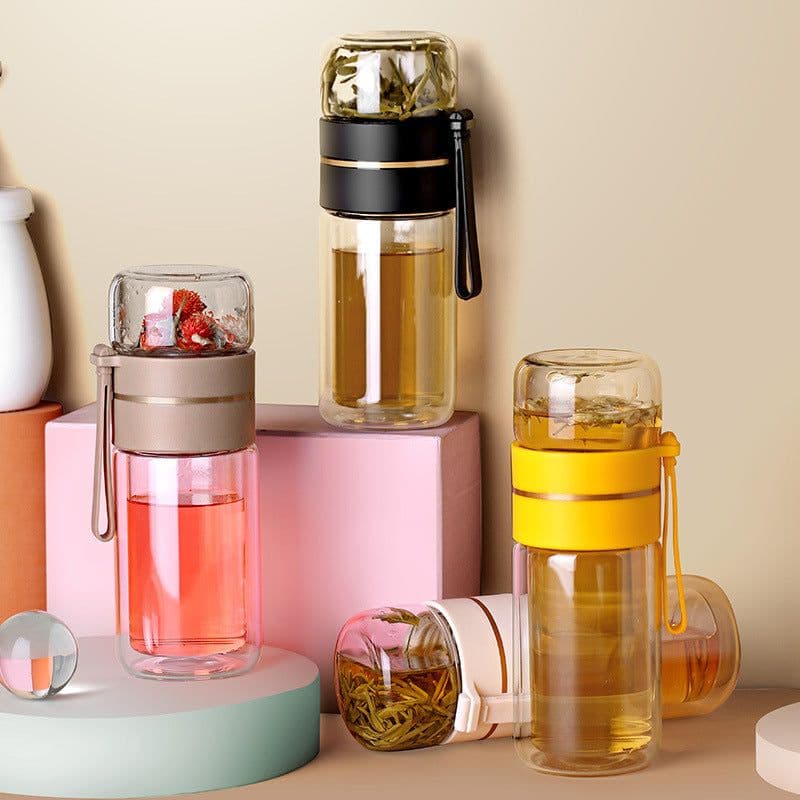 image-Tea And Water Separation Tea Cup Car Portable Leak-proof Water Cup With Strainer