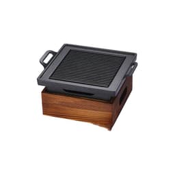image-Portable Korean Barbecue Grill - Rectangular Wooden Base