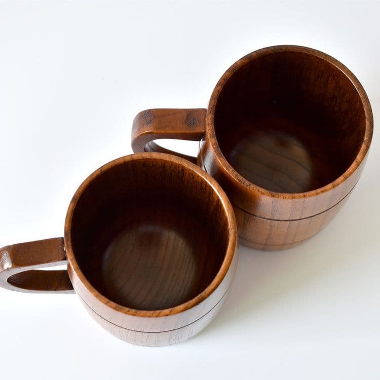 image-Retro Handle Mug Export Original Single Whole Wooden Mug Body Wooden Beer Mug Milk Water Cup