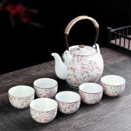 image-Retro Ceramic Large-Capacity Lifting Beam Teapot Kung Fu Tea Cup Set Household Restaurant High Temperature Water Ware Tray