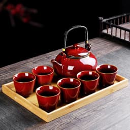 image-Retro Ceramic Large-Capacity Lifting Beam Teapot Kung Fu Tea Cup Set Household Restaurant High Temperature Water Ware Tray