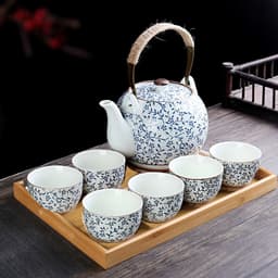 image-Retro Ceramic Large-Capacity Lifting Beam Teapot Kung Fu Tea Cup Set Household Restaurant High Temperature Water Ware Tray