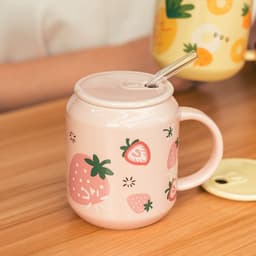 image-Household Water Cup Ins Style Creative Ceramic Cup With Lid Flower Tea Cup