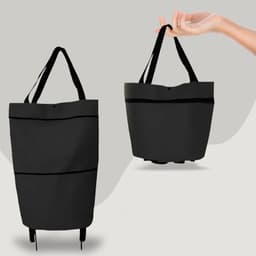 image-2 in 1 Foldable Shopping Cart with Wheels Premium Oxford Fabric Multifunction Shopping Bag Organizer High Capacity
