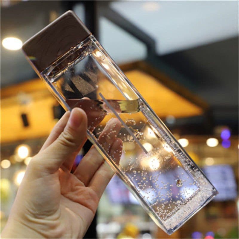 image-Plastic Cup Net Red Harajuku Style Square Water Cup Male Personality Trend Portable Summer Water Bottle