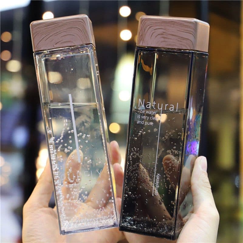 image-Plastic Cup Net Red Harajuku Style Square Water Cup Male Personality Trend Portable Summer Water Bottle