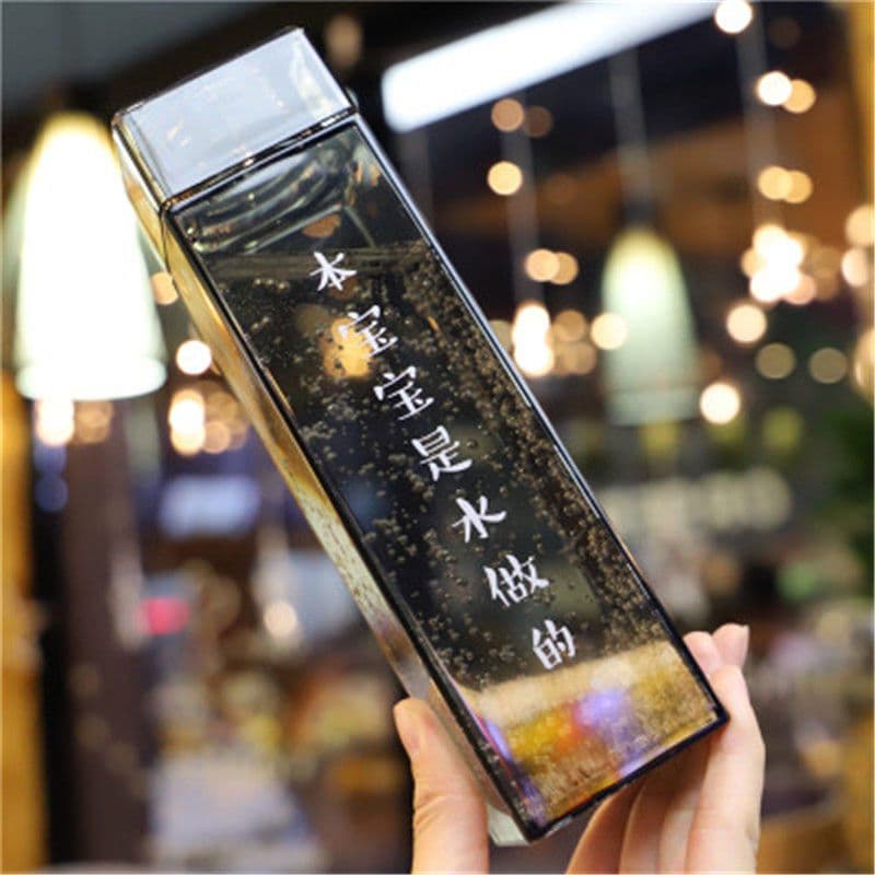 image-Plastic Cup Net Red Harajuku Style Square Water Cup Male Personality Trend Portable Summer Water Bottle
