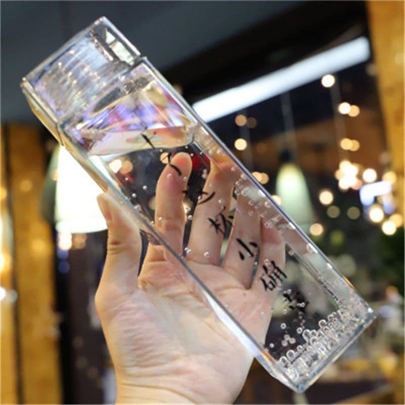 image-Plastic Cup Net Red Harajuku Style Square Water Cup Male Personality Trend Portable Summer Water Bottle