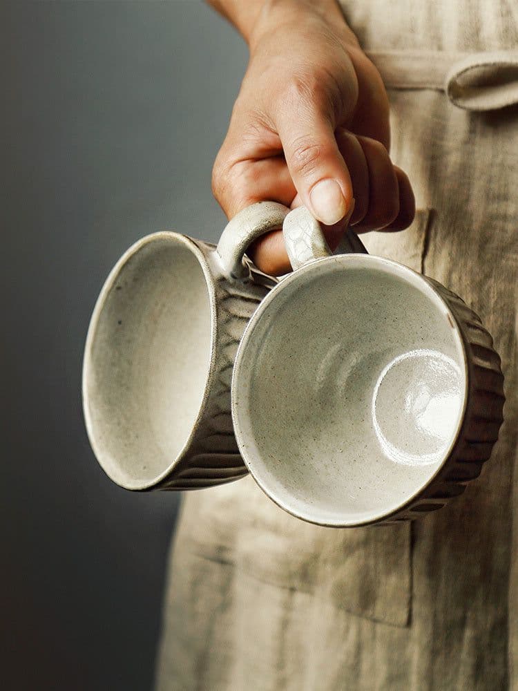 image-Vintage Creative Rough Pottery Water Cup Mug Mug Cup, Flower Cup, Latte Big Breakfast Cup, Dessert Coffee Cup