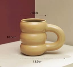 image-Net Red Water Cup Ceramic Mug Nordic Ins Wind Tire Mug Thick Handle High-Value Mark Mug Home