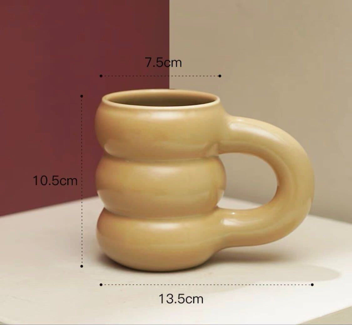 image-Net Red Water Cup Ceramic Mug Nordic Ins Wind Tire Mug Thick Handle High-Value Mark Mug Home