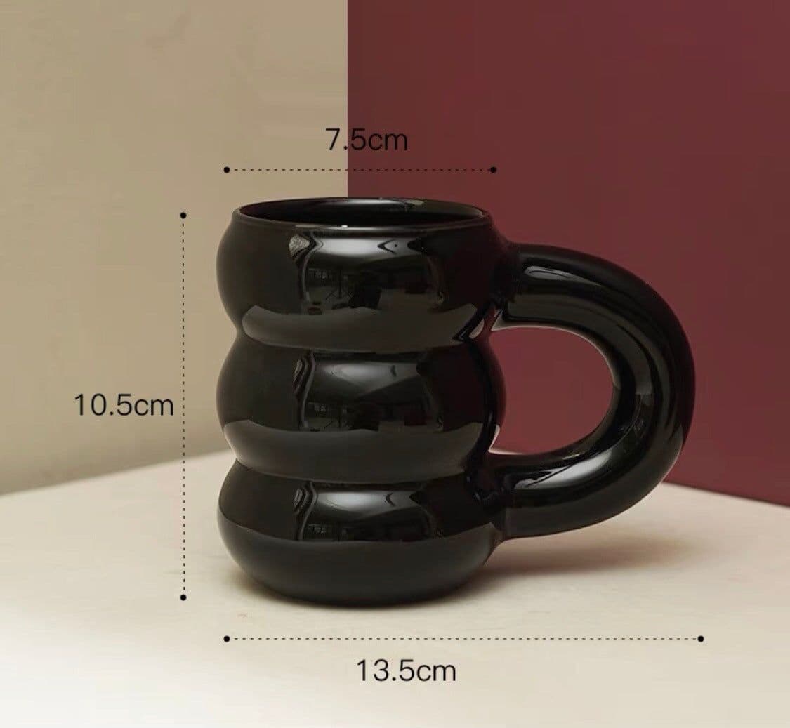 image-Net Red Water Cup Ceramic Mug Nordic Ins Wind Tire Mug Thick Handle High-Value Mark Mug Home