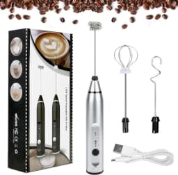 image-Rechargeable Electric Milk Frother Kitchen Juice Food Mixer