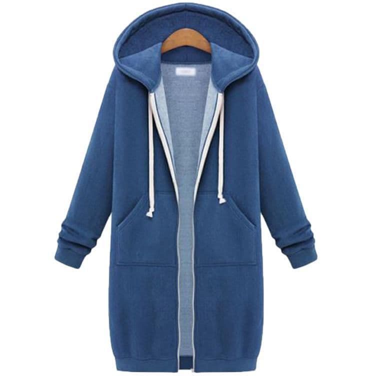 image-Hooded long-sleeved winter sweater women's jacket in a long thick shirt