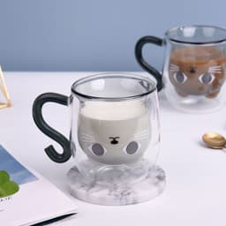 image-Creative Cat Cup Cartoon Water Cup cCat Cute Creative Coffee Cup Casual Cup Couple Gass Cat Paw Cup