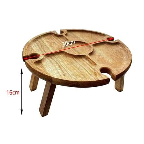 image-Wooden Outdoor Folding Picnic-table With Glass Holder