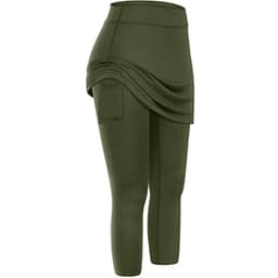 image-Women Tennis Skirted Leggings Pockets Elastic Sports Yoga Capris Skirts Legging