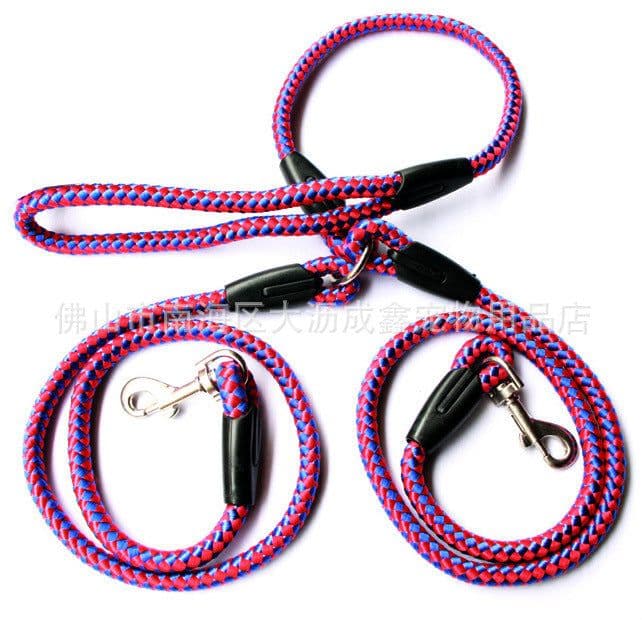 image-Double-Ended Traction Rope For Walking The Dog Hand-Double-Ended Traction Rope One Plus Two Leash Collar Pet Supplies Dog Collar