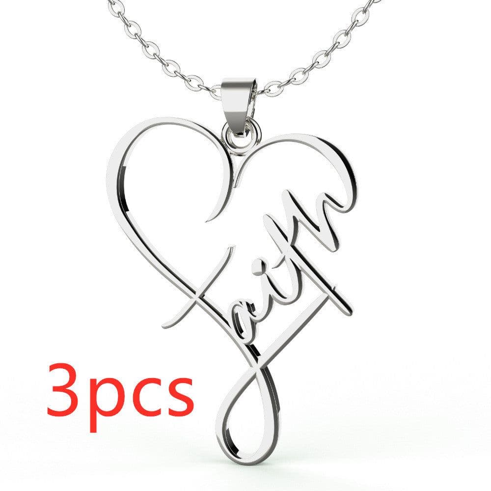 image-European And American Necklace Heart Of Faith Pendant