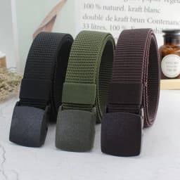 image-Plastic Automatic Buckle Canvas Jeans Belt Hypoallergenic